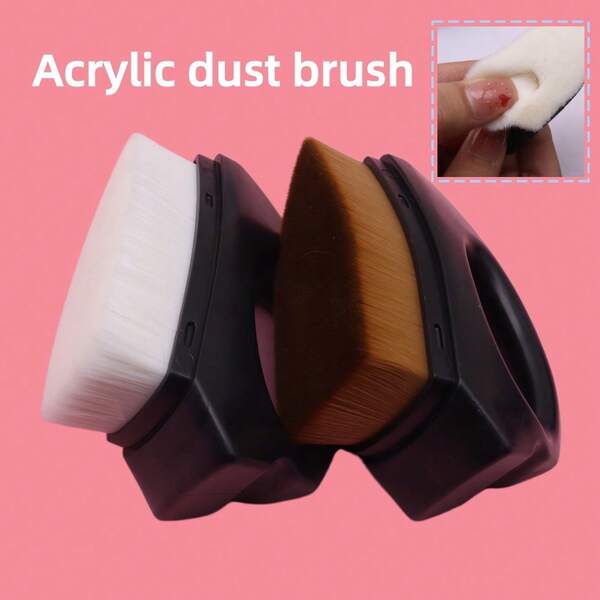 Easy Nail 1 pieza Cepillo de polvo de uñas triangular con tapa - Cepillo de limpieza en forma de hierro con cerdas densas, adecuado para manicura y maquillaje