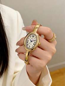 GUANQIN Bộ đồng hồ và dây chuyền sang trọng dành cho nữ thần, đồng hồ đeo tay mặt oval thanh lịch, dây chuyền pha lê hình trái tim, đồng hồ cơ thạch anh thời trang công sở sang trọng dành cho nữ, thích hợp cho Lễ Phục sinh, Halloween, Giáng sinh, Ngày của Mẹ, tựu trường, học sinh, sinh nhật, ngày lễ, Ngày Valentine, hẹn hò, công sở, đeo hàng ngày, quà tặng, lễ hội âm nhạc, mùa cưới. - Vàng và trắng - Xem 5