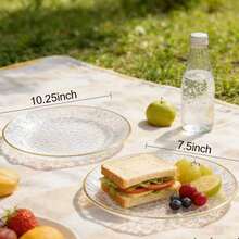 50/25/20/10/5件套透明金边餐盘，西式餐盘，派对餐盘，大号10.25英寸/小号7.5英寸，可重复使用透明金边餐盘，巴洛克风格餐盘，浮雕金边，适用于派对、宴会、婚礼、新年、情人节等场合，优质餐盘套装，餐盘，餐盘，裂纹纹理餐盘，透明裂纹纹理西式餐盘，家用牛排和意面餐盘，酒店宴会用餐盘 - 無色 - 查看 10