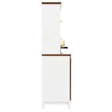 Modern Tall Cabinet With LED Lighting And App Control, Kitchen Or Dining Room Cabinet With Drawer, Sideboard With Sliding Door And Three Drawers, Black - White - View 5