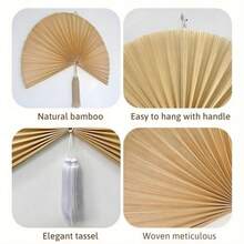 Bamboo Wall Fan Decor - 60" Handmade Woven Bamboo Wall Hanging Fan Large Japanese Fan Wall Decor for Above Bed Boho Natural Asian Wall Art Lightweight and Easy to Hang Beige - Beige - Ver 4