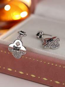 1 Pair Women's Earrings, Unique Lock Shadow Design Earrings, Fashionable Elegant Jewelry Suitable For Gifts And Daily Wear - Earrings Earrings - View 4