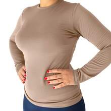 Women's Thermal Plush Long Sleeve Second Skin Winter Blouse - 裸體 - 查看 7
