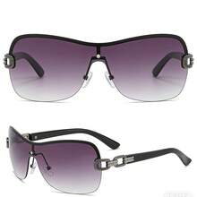 2026欧美风大框时尚眼镜，金属个性化未来主义时尚眼镜 - 2pc(雙茶和雙灰) - 查看 6