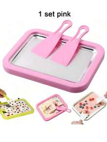 3件套冰淇淋机套装,家用冰淇淋机,含冷冻托盘和2个刮刀,DIY冰淇淋托盘,不锈钢冷冻甜点机,适用于饮料、奶茶店、家庭鸡尾酒、夏季饮品、咖啡机、饮品爱好者、派对餐饮、制作创意特色饮品、冰淇淋、刨冰、意式冰淇淋机 - 彩色 - 查看 13