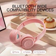 AXNEN Macaron Color Bluetooth Headband Headphones, Foldable & Retractable Wireless Design, Surround Sound, Support TF Card, Suitable For Travel, Home, Office, Gaming And Online Classes - View 5