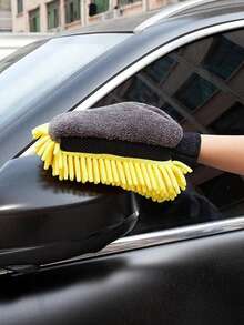 Double-Sided Car Washing Gloves, Waterproof Lining, Made Of Microfiber And Faux Wool, Won't Scratch, Helps Produce Foam, Ideal For Car Detailing, Washing And Drying, A Useful Car Cleaning Tool - A - View 2
