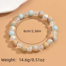 时尚简约波西米亚风百搭渐变色宝石手链，天然寿山石纹理幸运手链，8毫米，完美礼物 - 多色 - 查看 5