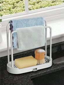 1pc Multifunctional Kitchen Dishcloth Holder No-Drill Drying Rack Sink Side Kitchen Storage Home Universal - Multicolor - View 4