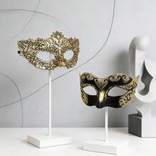 Masquerade Ball Mask, Venetian Lace Eye Mask For Women, Christmas & Halloween Party Costume Mask Set, Couple Cosplay Mask - Gold - View 9
