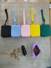 1pc Mini Silicone Dog Training Treat Bag, Washable Portable Pet Treat Pouch, Compact Size, Easy To Clean, Travel Leash Attachment Bag (Suitable For Puppy Travel Or Outdoor), Zipper Design To Prevent Spillage Dog Treat Bag Dog Treat Pouch Dog Walking Bag - Multicolor - View 10
