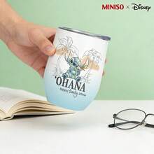 MINISO X Disney Lilo & Stitch Ohana Means Family Insulated Stainless Steel Eggshell Tumbler With Lid,Double-Walled Vacuum Cup For Coffee,Wine,Drinks - Multicolor - View 2