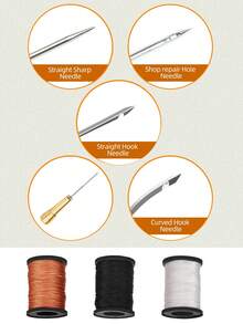 DIY Leather Repair Sewing Awl Set With Threading Function Copper Handle Awl, Paired With Nylon Thread And Thick Shoe Thread, Suitable For Shoe Repair, Leather Goods Refurbishment, Canvas Handmade And Home Decor DIY Projects, Essential For Leather Craft Enthusiasts And Home Repair - Shoe Repair Awl Set - View 9