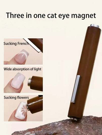 1pc Cat Eye Magnetic Nail Art 3-In-1 Heart Snake Skin Detachable Magnetic Nail Tool