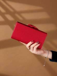REMANLAND Rose Flower Shaped Women's Evening Clutch Bag, Satin Handbag For Wedding, Party, Unique Gift - Red - View 7