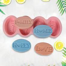 四腔椭圆形字母心形硅胶模具，适用于手工皂和蜡烛制作 - A - 查看 2