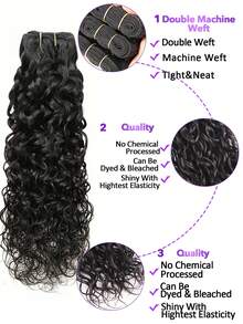 Tóc nối sóng nước 10A kèm khóa cài (16 18 20 +14) Tóc người Brazil nguyên chất, kiểu sóng nước, 3 bó kèm khóa cài ren 4x4 có tóc con, kiểu rẽ ngôi tự do 1B# Tóc nối sóng xoăn màu đen tự nhiên - Natural Black - Xem 4