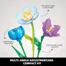 865pcs ABS Flower Building Block Set, Multi-Angle Adjustable, Tight Interlocking, Adjustable Stem Length And Leaf Angle, Perfect Confession Bouquet, Home Decor Everlasting Flower, Valentine's Day Gift (Vase Not Included) - Multicolor - View 9