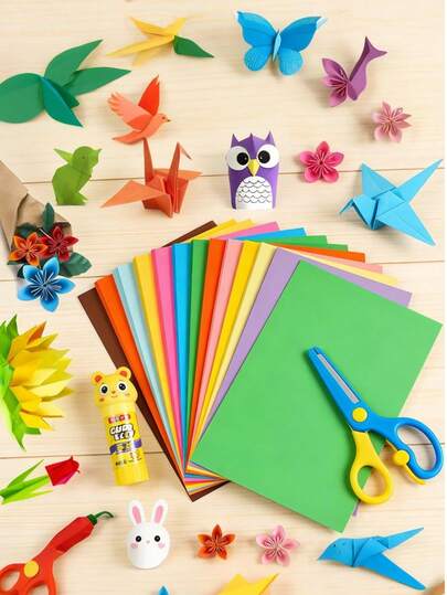 100 tờ giấy 10 màu, hình chữ nhật/vuông, kiểu dáng hiện đại, sáng tạo, thích hợp cho việc tự làm origami, cắt giấy, thủ công mỹ nghệ, làm album ảnh.