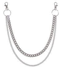 1 chiếc dây xích kim loại hai lớp thời trang cá nhân hóa, dây xích quần hai lớp phong cách punk đa năng, phù hợp cho mặc hàng ngày. - Bạc - Xem 3