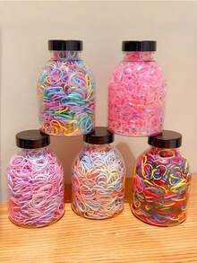 1000pcs Colorful Elastic Hair Ties Suitable For Girls, Seamless Disposable Rubber Bands, Mini Hair Scrunchies, Daily Hair Accessories - Multicolor - View 2