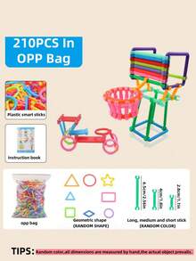 Bộ đồ chơi xếp hình 420 mảnh, các khối ghép hình 3D hình dạng khác nhau, bộ xây dựng sáng tạo, đồ chơi giáo dục STEM cho bé trai và bé gái, đồ chơi xây dựng bằng ống hút, đồ chơi lắp ráp DIY bằng gạch nhựa, 210 mảnh/1005 mảnh ghép hình que ma thuật, quà tặng phát triển trí tuệ cho trẻ mẫu giáo từ 3 tuổi trở lên, quà tặng xếp hình 3D thủ công. - Gậy thông minh - Xem 16