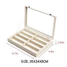 1 szt. 35,5*24*3 cm, beżowe pudełko do przechowywania okularów i biżuterii z 8 przegródkami, organizer na okulary przeciwsłoneczne z aksamitną wyściółką, składana witryna, miękka wyściółka odporna na zarysowania chroniąca okulary, zegarki i biżuterię, pasująca do standardowych szuflad, pojemna, wielokomorowa konstrukcja ze skóry PU, idealny prezent urodzinowy na Dzień Matki, praktyczny i przemyślany prezent dla mamy lub dziewczyny, niezbędny organizer na biurko do utrzymania porządku w domu - Wielokolorowe - Zobacz 16