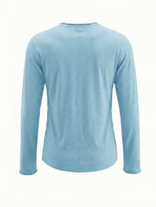 Áo thun dài tay dáng rộng, xắn gấu, chất vải mỏng, ôm sát, thích hợp mặc nhiều lớp vào mùa xuân. - Màu xanh lam - Xem 6