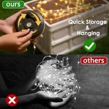 2Pack Camping String Lights 4-in-1 Quick Storage Camp Light 8Mode 32.8FT Hanging Tent Lights Rechargeable Camp Lamp As Camping Essentials Gear Waterproof LED Lantern for Hiking Travel Patio Party - Blanco - Ver 6