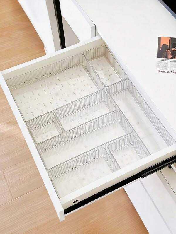 7/6pcs Transparent Drawer Style Storage Boxes, Makeup Organizer, Drawer Divider Tool, Bathroom Essentials, Bedroom Must-Have, Travel Essential, Back To School