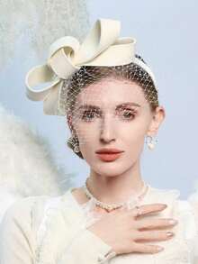 HIMESPORT 白色黑色羊毛毡女士礼帽，配有鸡尾酒会、茶会、优雅教堂礼服、德比帽、婚礼帽和面纱蝴蝶结。 - A - 查看 16