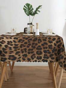 1pc Fashionable Leopard Print Tablecloth, Durable Polyester Table Cover With Ruffle Edges, Stain-Resistant Waterproof Washable Wrinkle-Free Table Protector, Suitable For Thanksgiving, Christmas, New Year Party, Weekend Brunch, Home Decor, Essential Dining Table, Kitchen, Wedding Decoration - Multicolor - View 9