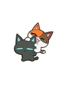 1pc Cute Cartoon Animal Brooch, Adorable 2 Cats Metal Badge Decoration For Student Uniform, Backpack - Multicolor - View 15