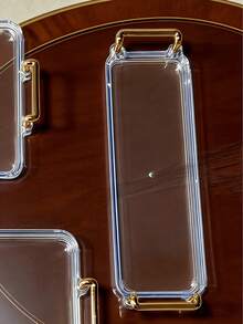 1 Modern Light Luxury Double Handle Design Tray, Wedding, Dessert, Outdoor, Multi-Functional Tray - Clear - View 6