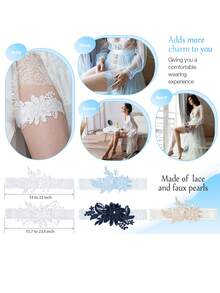 2pcs/Set Handmade Pearl Lace Leg Garter & Waist Belt Set, Sexy Bridal Accessories - Leg Ring - View 2