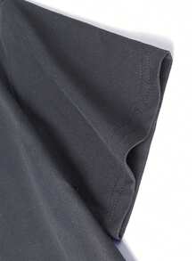 Boys & Teens' Casual Graphic Print Round Neck Short Sleeve T-Shirt, Summer Top - 深灰色 - 查看 6