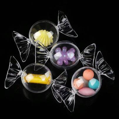 24pcs Transparent Plastic Wedding Candy Boxes, Material, Candy Packaging Boxes, Shower Gifts, Refillable Mini Bottles, Candy Gift Boxes, Anniversary Birthday Party Decor, Mini Clay Crystal Mud Boxes