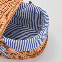 15 Wicker Picnic Basket With Lid & Handle, Sturdy Natural Woven Basket With Washable, Easter, Mother's Day, Outdoor Camping - Solid - View 4