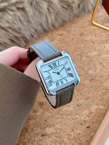 1 件女士椭圆形罗马数字休闲优雅石英表，适合日常佩戴 - 灰色 - 查看 2