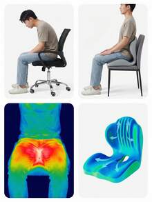 Shell Shaped Ergonomic Seat Cushion With Tailbone Pressure Relief Bionic Memory Seat For Long Hour Sitting Adults Breathable Office Workers Cushion To Improve Sitting Posture Desk Accessories Room Decor - Multicolor - View 9