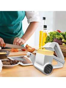 1pc Handheld Cheese Grater, Home Use Cheese Shredder, Manual Rotary Cheese Grater, Reusable Hard Cheese Chocolate Nut Shredder, Kitchen Gadget - White - View 3