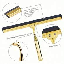 1pc Gold Bathroom Squeegee, Shower Scraper Brush, Mirror Squeegee, Window Scraper, Cleaning Tool, Convenient & Practical With Hook, Bathroom Cleaning Accessory, Essential Cleaning Tool For Autumn/Winter - Multicolor - View 4