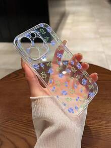 1pc Fashion Creative Full-Screen Purple Flower, Leaf, Floral Painted Pattern Soft TPU Transparent Anti-Fall Anti-Scratch Anti-Fingerprint Phone Case, Camera Lens Protection Compatible With Apple, Nothing, Pixel, International Version,  Not The Domestic Version - Multicolor - View 5