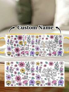1pc 11oz/15oz Custom Mother's Day Name Mug, Personalized Coffee Cup With Printed Name. The Wrap-Around Pattern On The Mug Can Be Customized With Up To 8 Children Holding Their Mother's Hand. This Mother-Themed Mug With Floral Elements Is An Ideal Gift For Mom And A Unique, Thoughtful Present - 款式9 - 查看 12