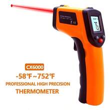 Termometer Inframerah Multifungsi, Layar Digital LED Besar Presisi Tinggi, Fungsi Laser Non-Kontak, Rasio Jarak ke Titik 12:1, Emisivitas yang Dapat Diatur, Cocok untuk Mesin, Aksesori Alat Permukaan Inframerah Laser, Peralatan Pengukuran Suhu Industri, Termometer Portabel - CX-6000 - View 3