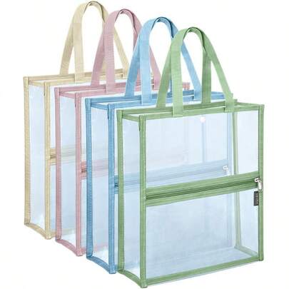 1 Bolsa transparente de gran capacidad para documentos, ideal para papel A4, tabletas, libros y otros documentos. Estilo sencillo y práctico. Bolsa de almacenamiento portátil para la escuela, la oficina y el hogar.