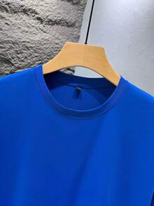 Kaos Lengan Pendek Longgar Bermotif Modis Pria SU ER | Desain Istimewa | Pakaian Wajib Musim Panas | Mudah Dipadukan, Menampilkan Gaya Anda - Biru - View 4