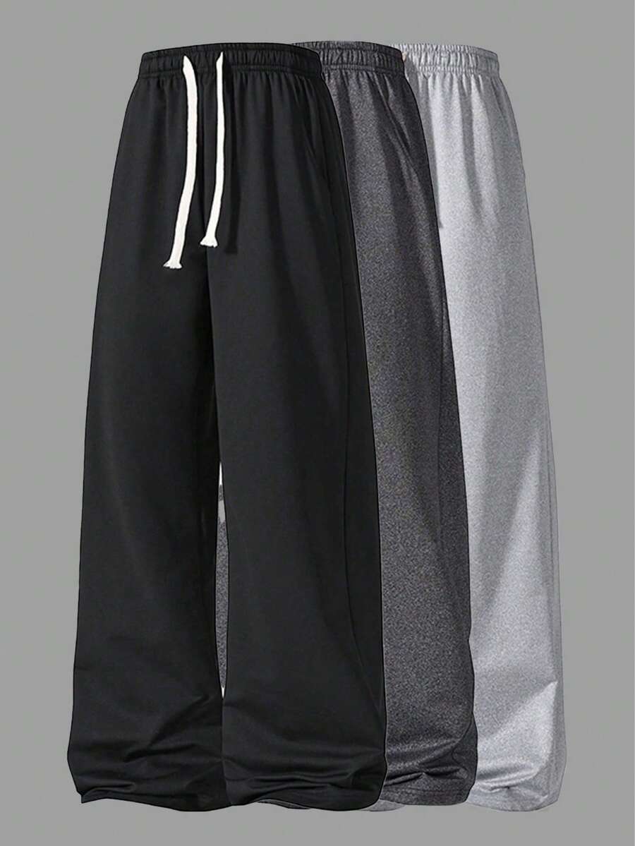 1pc Boyfriend Style Men's Comfortable Breathable Running, Fitness, Casual Long Pants, Spring/Summer - Black - View 1