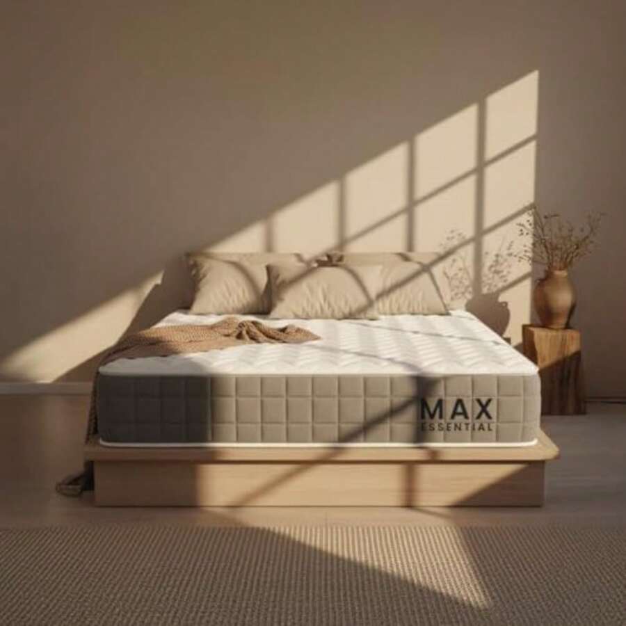 Smart Bamboo: Colchón MAX Essential Colchón en Caja Híbrido con Resortes Embolsados Independientes y Espuma Gel Soporte Ortopédico con Firmeza 7 Individual - Individual - Ver 1