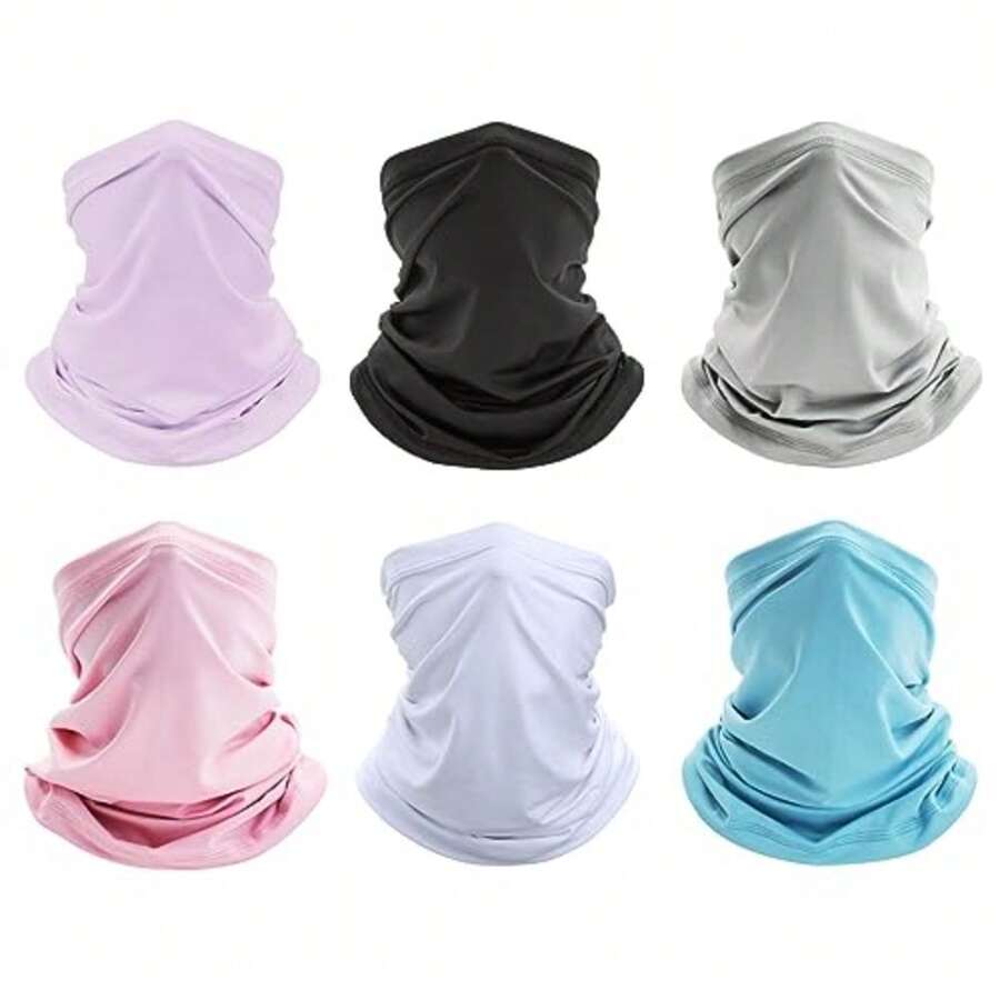 6 Pack Neck Gaiter Bandana Face Mask: Cooling Gator Mask Face Cover Neck Scarf Balaclava - Luz multicolor 6 - Ver 1